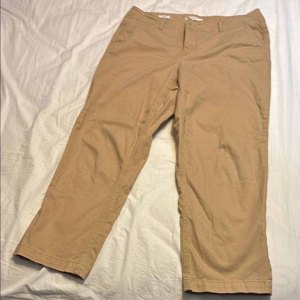 LOFT Tan Ankle Cropped Pants